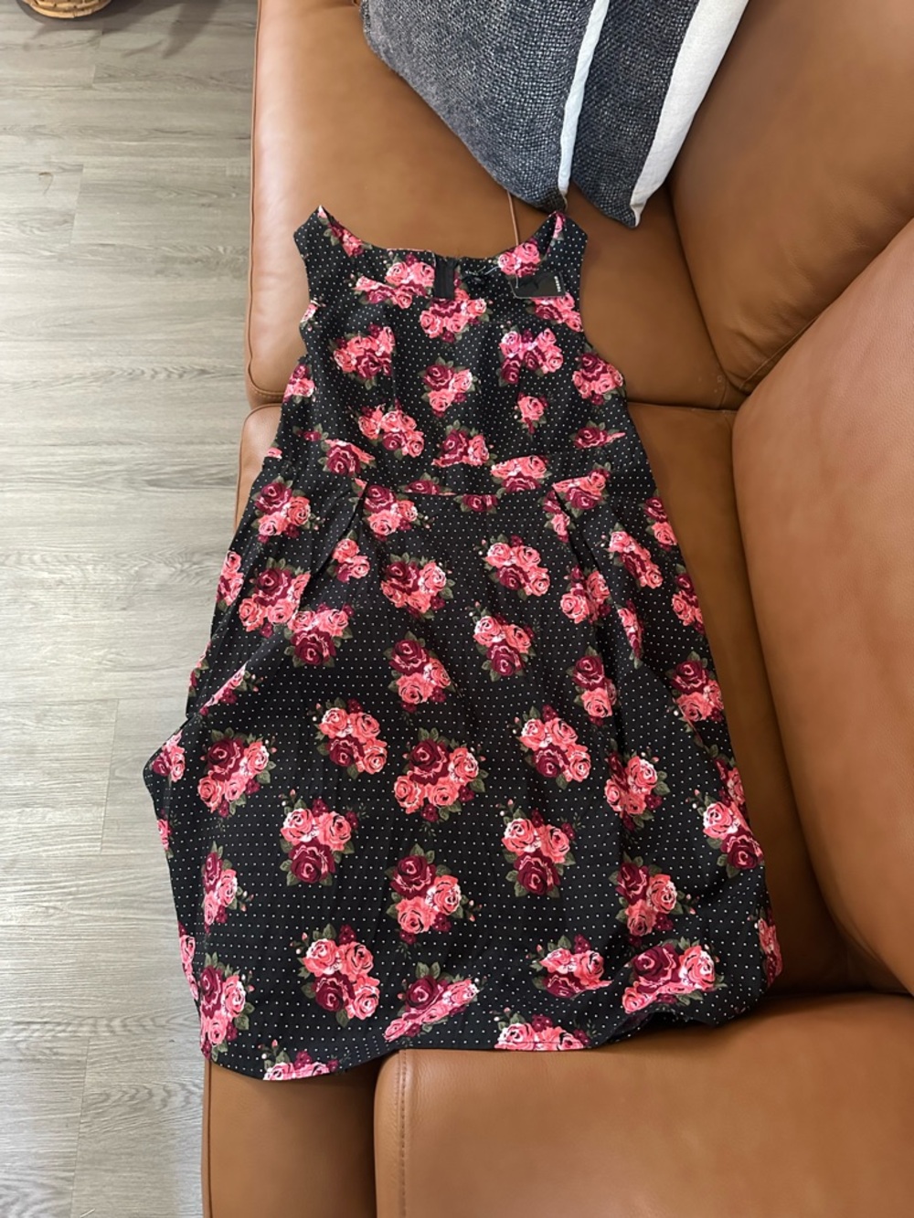 torrid Black Dress with Pink Rose Print and Polka Dots